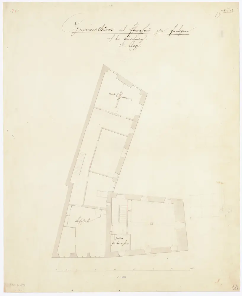 Grimmenturm und Pfarrhaus zum Predigern: 2. Stock (nach der Umänderung); Grundriss