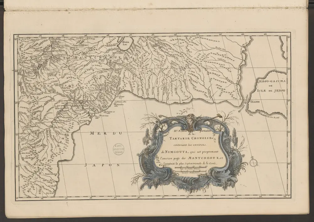 2e Feuille particuliere de la Tartarie Chinoise contenant les environs de Nimgouta, qui est proprement l'ancien pays des Mantcheoux, et l'extrêmité la plus Septentrionale de la Corée