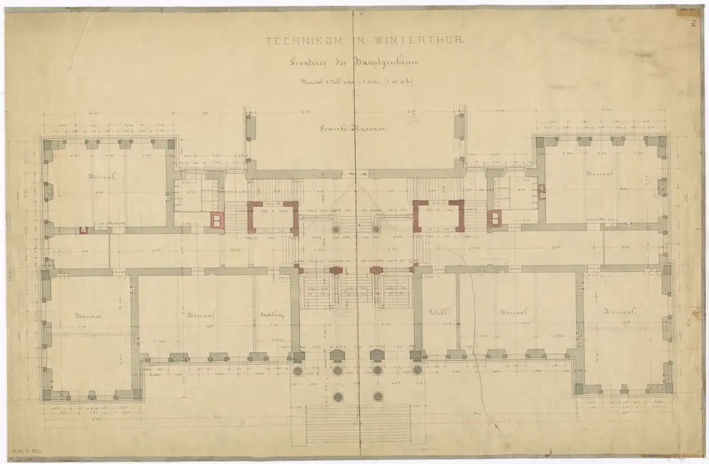 Winterthur: Technikum, Gewerbemuseum, Hauptgeschoss; Grundriss (Nr. 163)