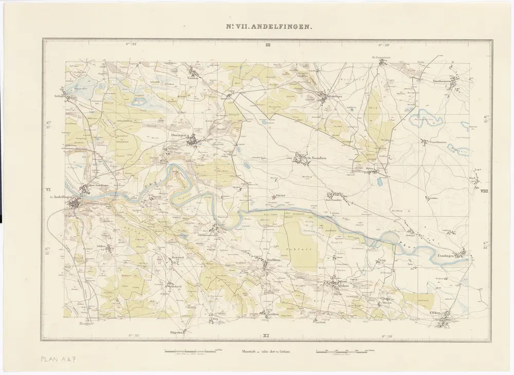 Topographische Karte des Kantons Zürich (Wild-Karte): Blatt VII: Andelfingen