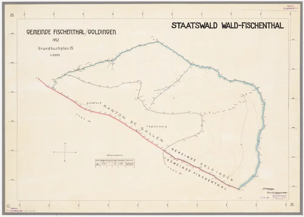 Wald, Fischenthal, Goldingen SG: Waldungen: Fischenthal, Goldingen SG: Staatswaldungen Dägelsberg, Goldloch; Grundriss