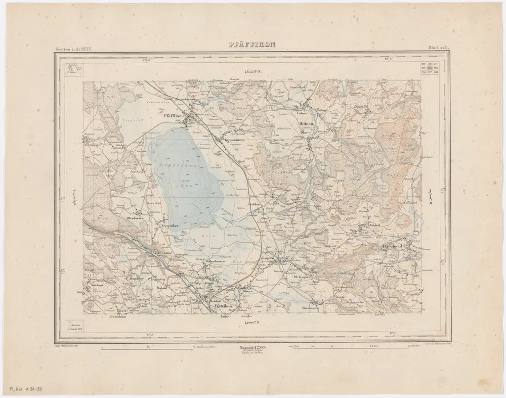 Topographischer Atlas der Schweiz (Siegfried-Karte): Den Kanton Zürich betreffende Blätter: Blatt 213: Pfäffikon