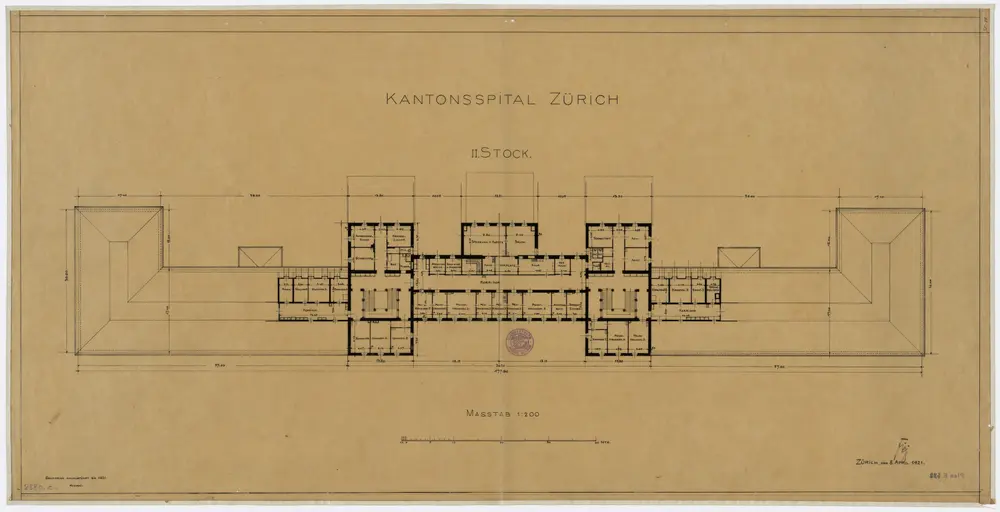 Zürich: Kantonsspital, 2. Stock; Grundriss