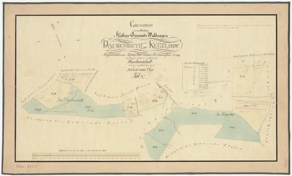 Kloten: Gemeindewaldungen: Daubenrieth, Kegelhof; Grundriss (Tab. V)