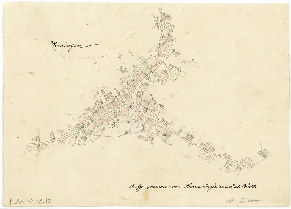 Vorlagen für die Topographische Karte des Kantons Zürich (Wild-Karte): Bezirk Zürich: Ortsplan: Weiningen