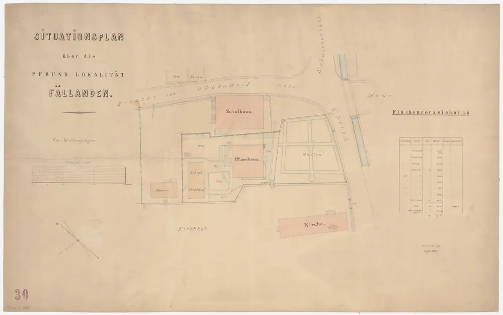 Fällanden: Pfrundlokalität mit Pfarrhaus und Umgebung; Grundriss