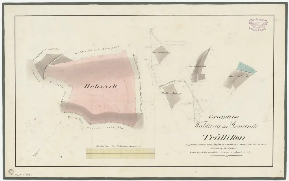 Trüllikon: Gemeindewaldung: Hebsack, Münchenloch, Chalberschwanz (Kalberschwanz), Martinsbühel, Krähenbuck; Grundrisse