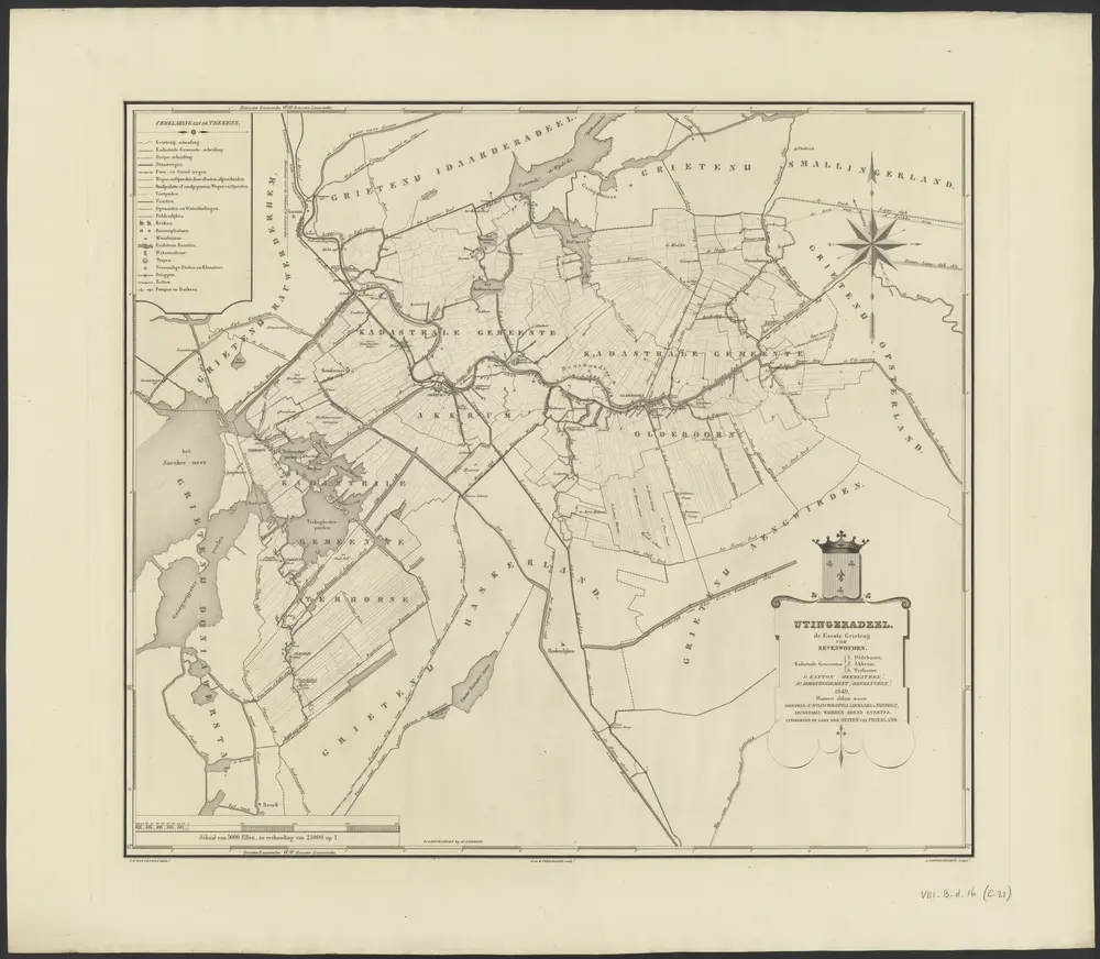 Utingeradeel, de eerste Grietenij van Zevenwouden : kadastrale gemeenten 1. Oldeboorn, 2. Akkrum, 3. Terhorne