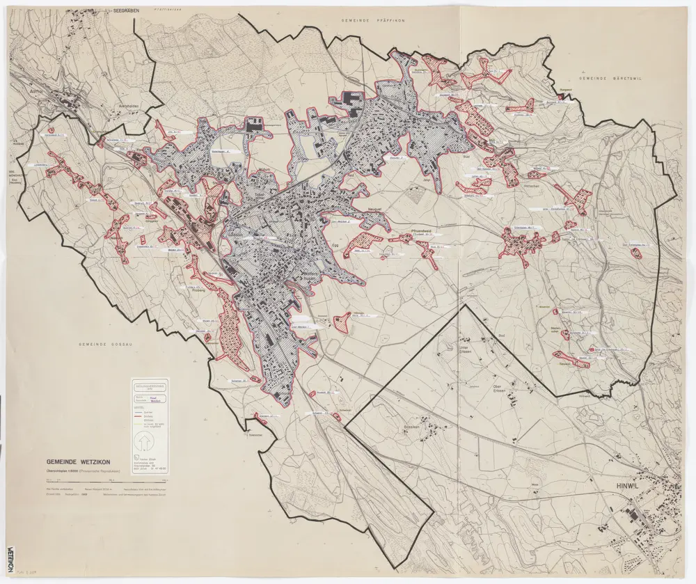 Wetzikon: Definition der Siedlungen für die eidgenössische Volkszählung am 01.12.1970; Siedlungskarte