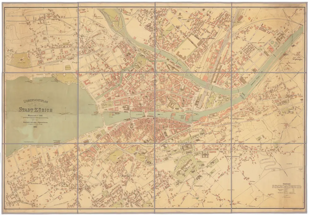 Übersichtsplan der Stadt Zürich