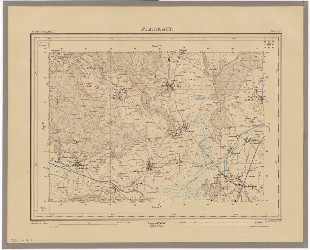 Topographischer Atlas der Schweiz (Siegfried-Karte): Den Kanton Zürich betreffende Blätter: Blatt 40: Steinmaur