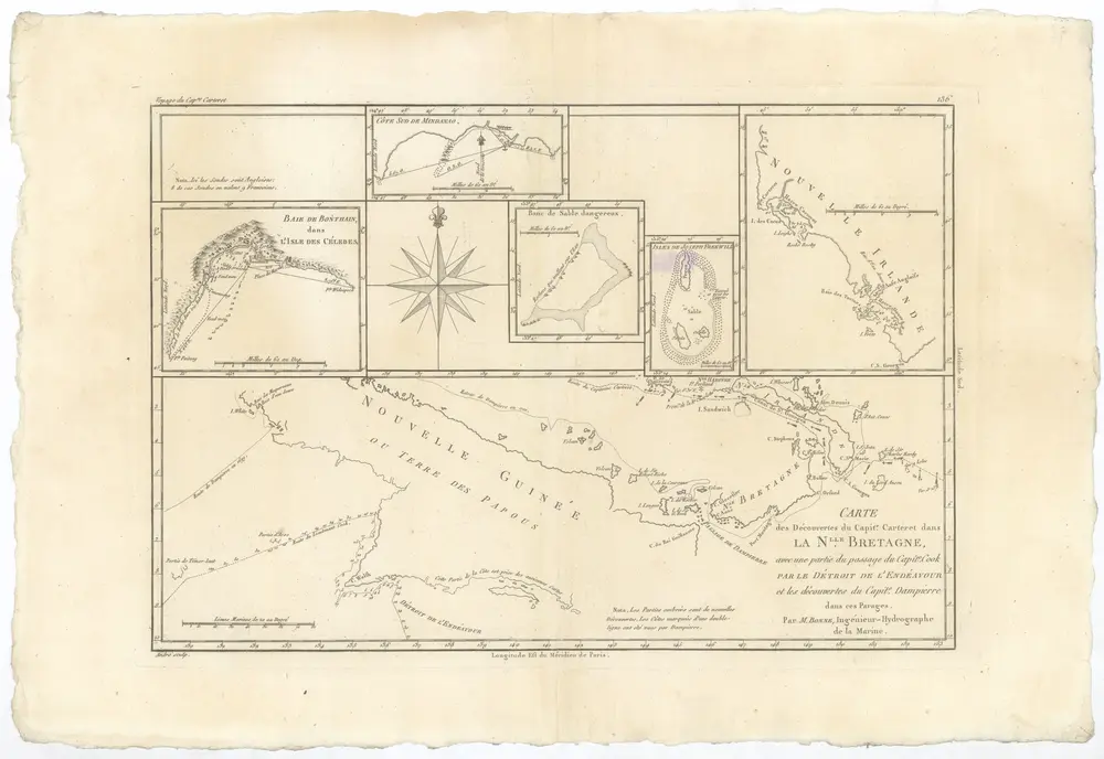 Carte des découvertes du capit. Carteret dans la N. Bretagne, avec une partie du passage du capit. Cook par le Détroit de l'Endéavour et les découvertes du capt. Dampierre dans ces parages