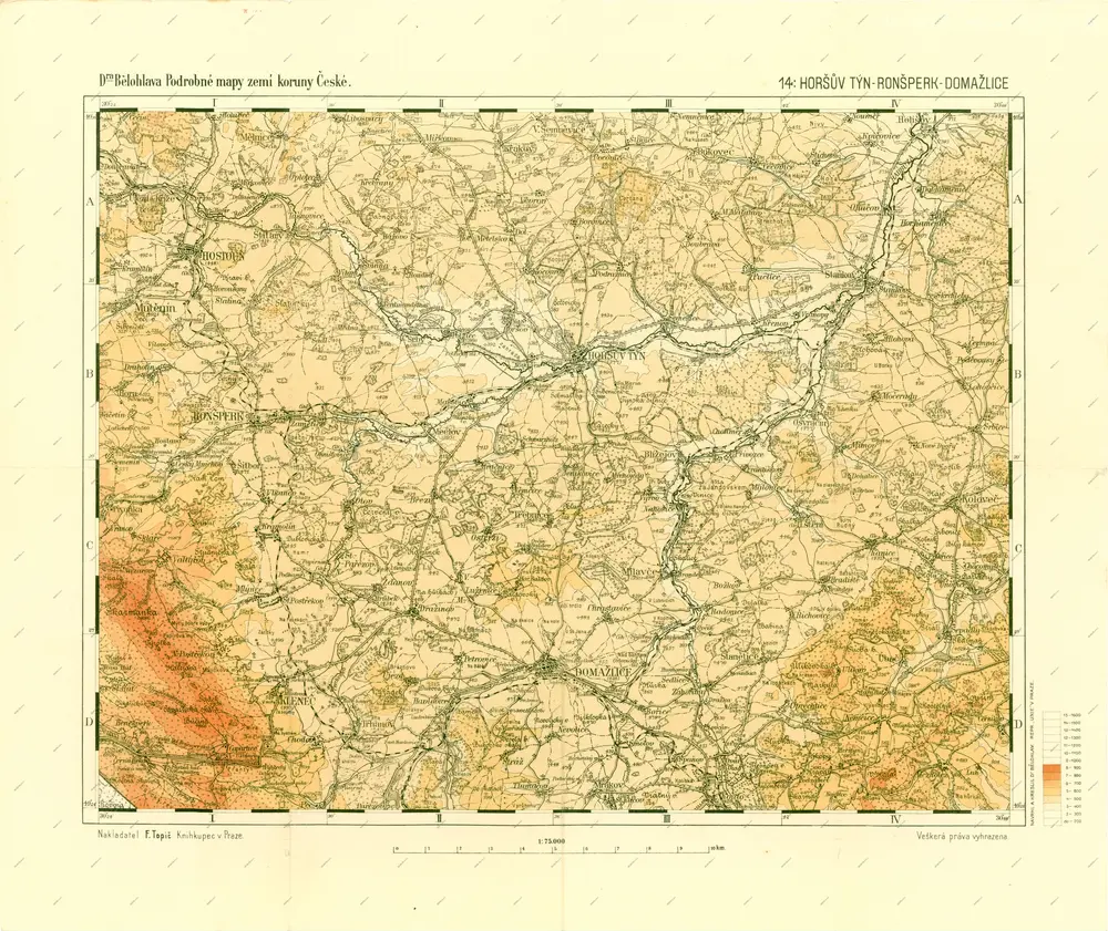 Podrobné mapy zemí Koruny české v měřítku 1:75.000 a mapa vzdáleností všech míst při silnici ležících - Plzeň - Nýřany - Stod. Průvodce statisticko-historický po všech místech na těchto mapách uvedených a rejstřík věcný názvů hor, potoků, řek, rybníků atd. Sešit 24. List 21,