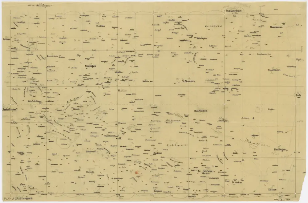 Vorlagen für die Topographische Karte des Kantons Zürich (Wild-Karte): Schrift-Pausen: Blatt VII: Andelfingen