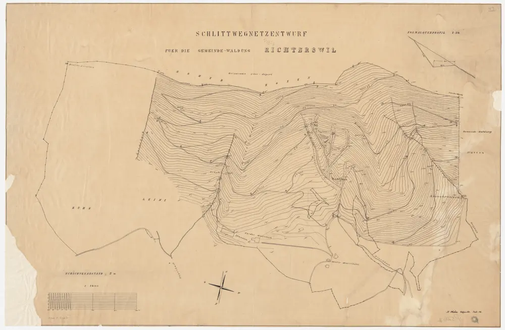 Hütten: Gemeindewaldung Richterswil: Richterswiler Egg: Schlittelwegnetzentwurf; Grundriss