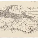 Situationsplan des Waffenplatzes Zürich mit Brunnen und Telefonleitungen