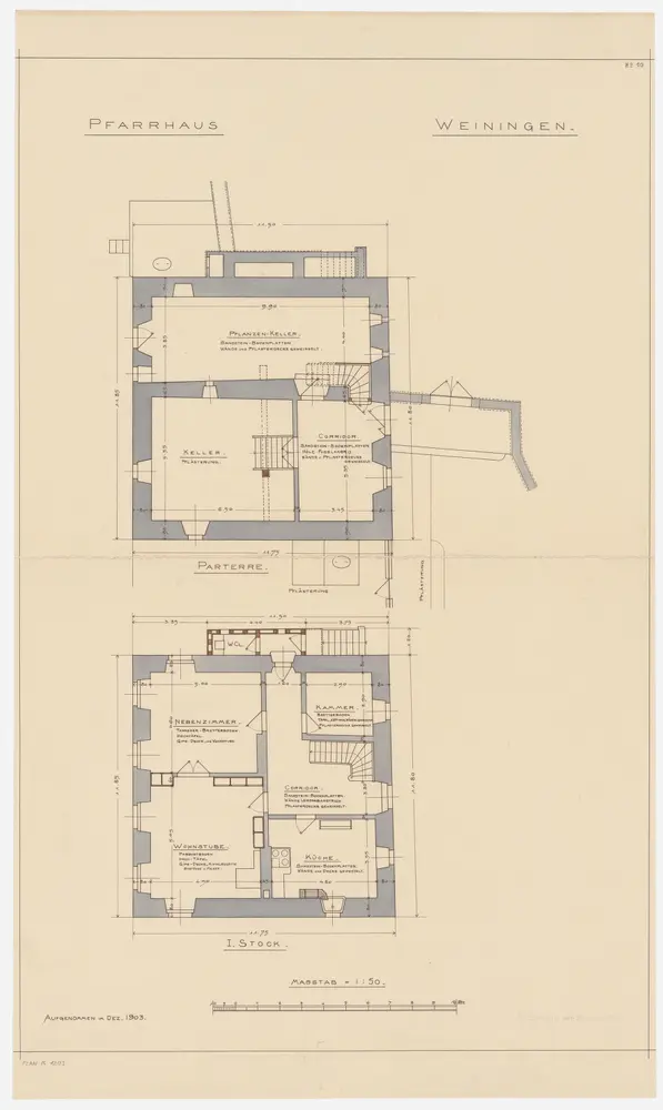 Weiningen: Pfarrhaus, Erdgeschoss und 1. Stock; Grundrisse (Nr. 10)