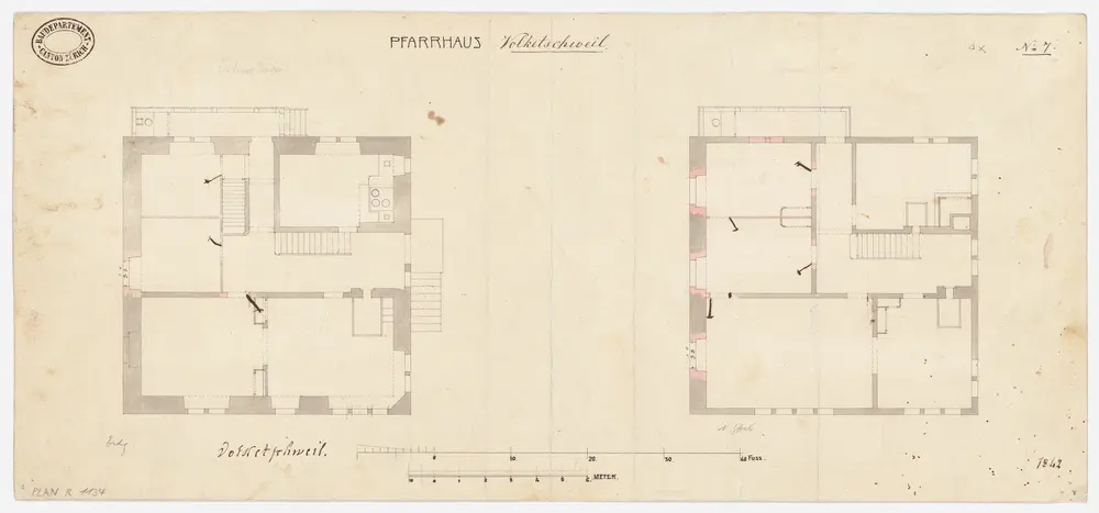 Volketswil: Pfarrhaus, Erdgeschoss und 1. Stock; Grundrisse (Nr. 7)