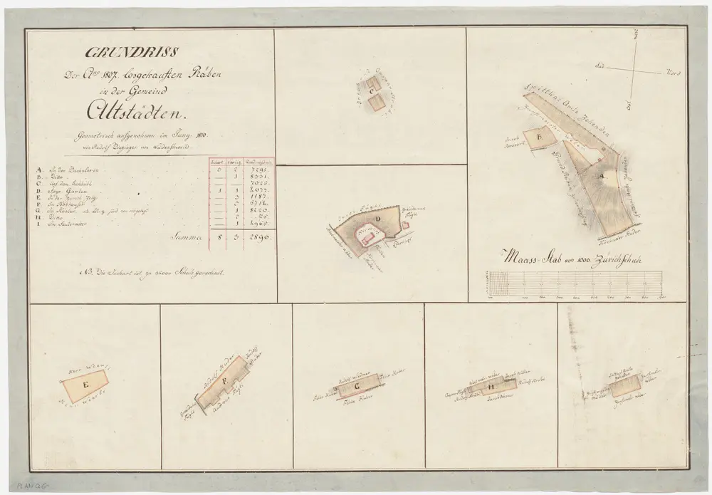 Altstetten: Reben, wovon der Zehnt im Jahr 1807 von der Gemeinde losgekauft wurde; Grundriss