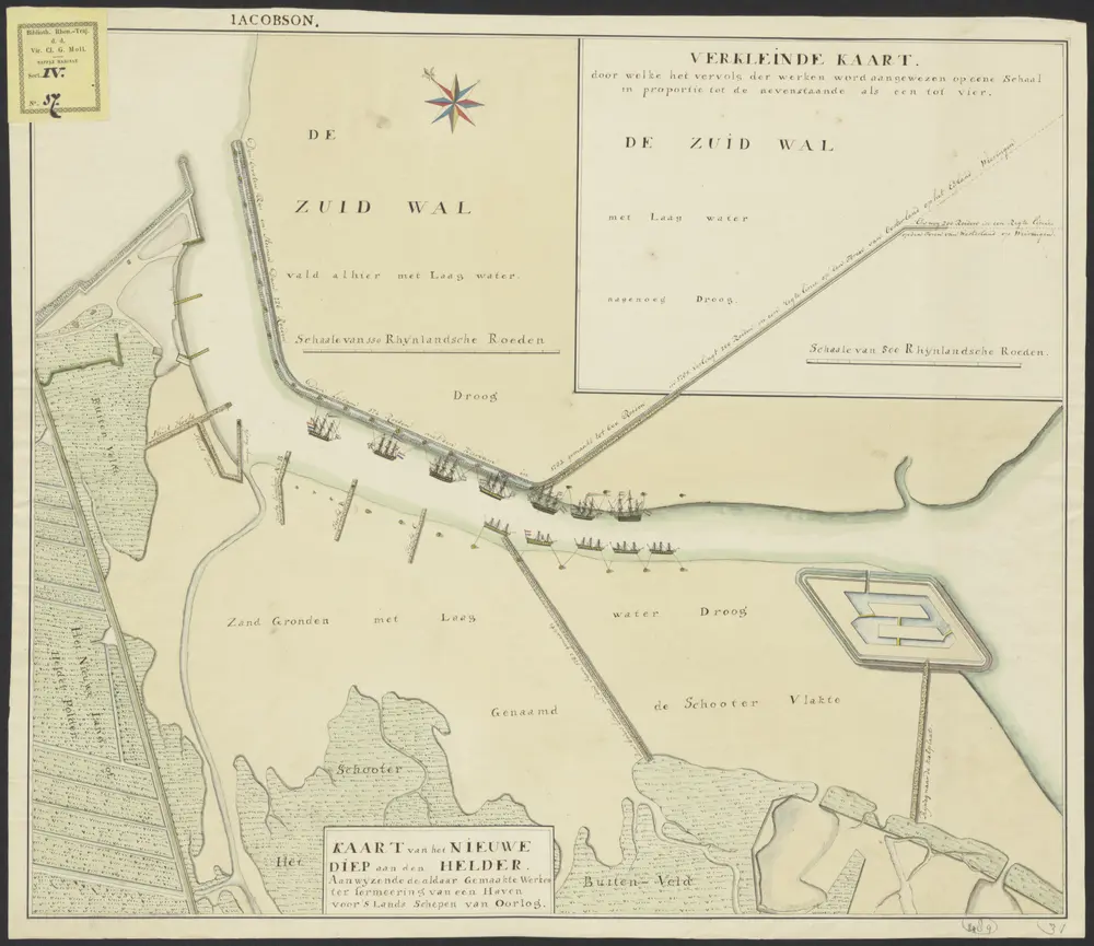 Kaart van het Nieuwe Diep aan den Helder, aanwyzende de aldaar gemaakte werken ter formeering van een haven voor 's lands schepen van oorlog.