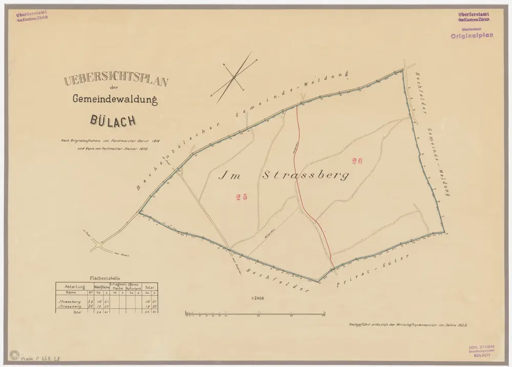 Bülach, Bachenbülach, Hochfelden: Gemeindewaldungen Bülach und Bachenbülach: Hochfelden: Gemeindewaldung von Bülach auf dem Strassberg; Grundriss