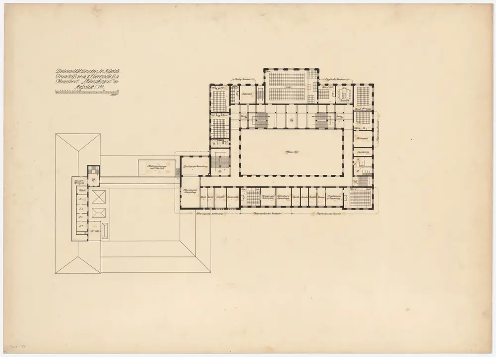 Zürich: Neubau der Universität; Projekt Künstlergut; 2. Obergeschoss; Grundriss