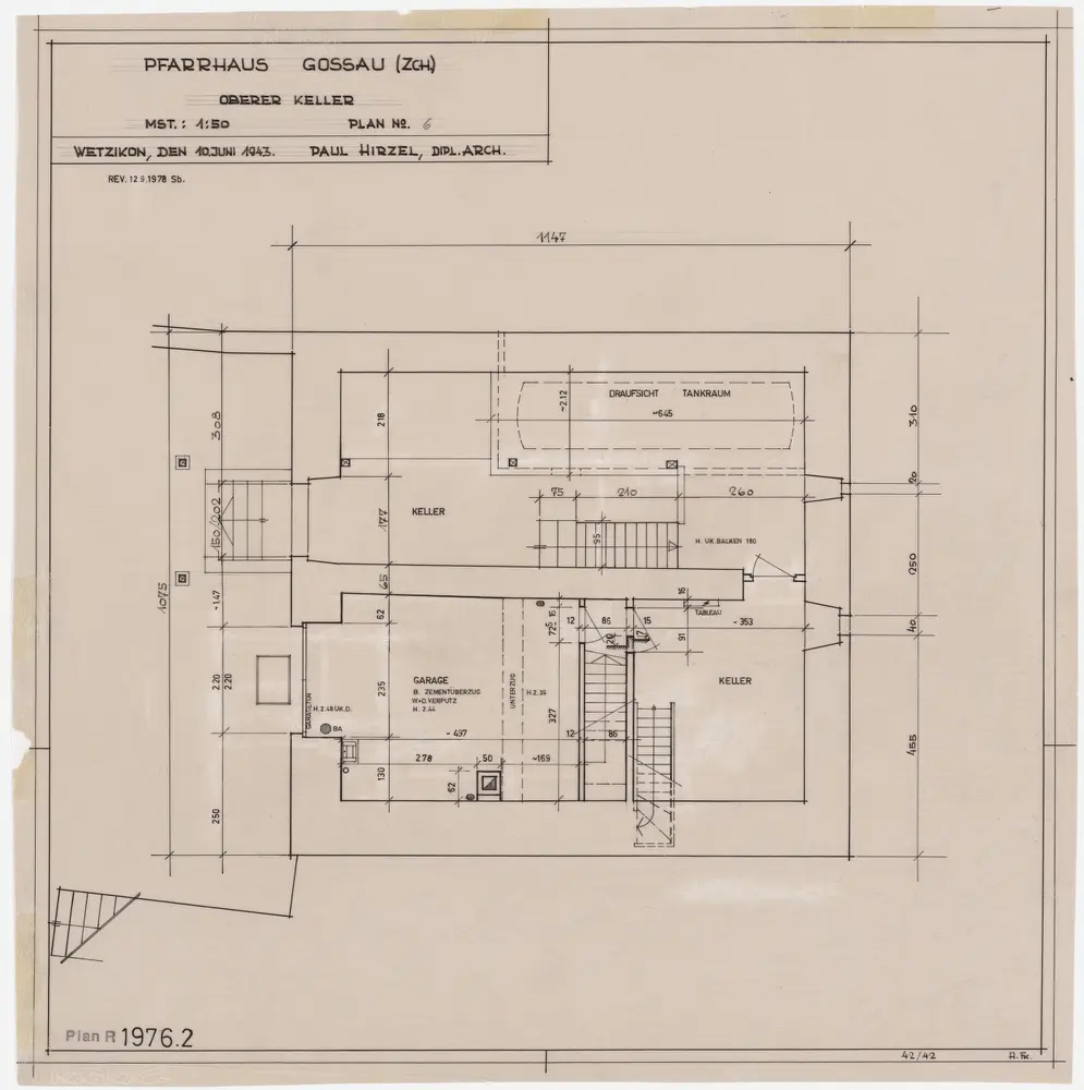 Gossau: Pfarrhaus: Oberer Keller; Grundriss (Nr. 6)