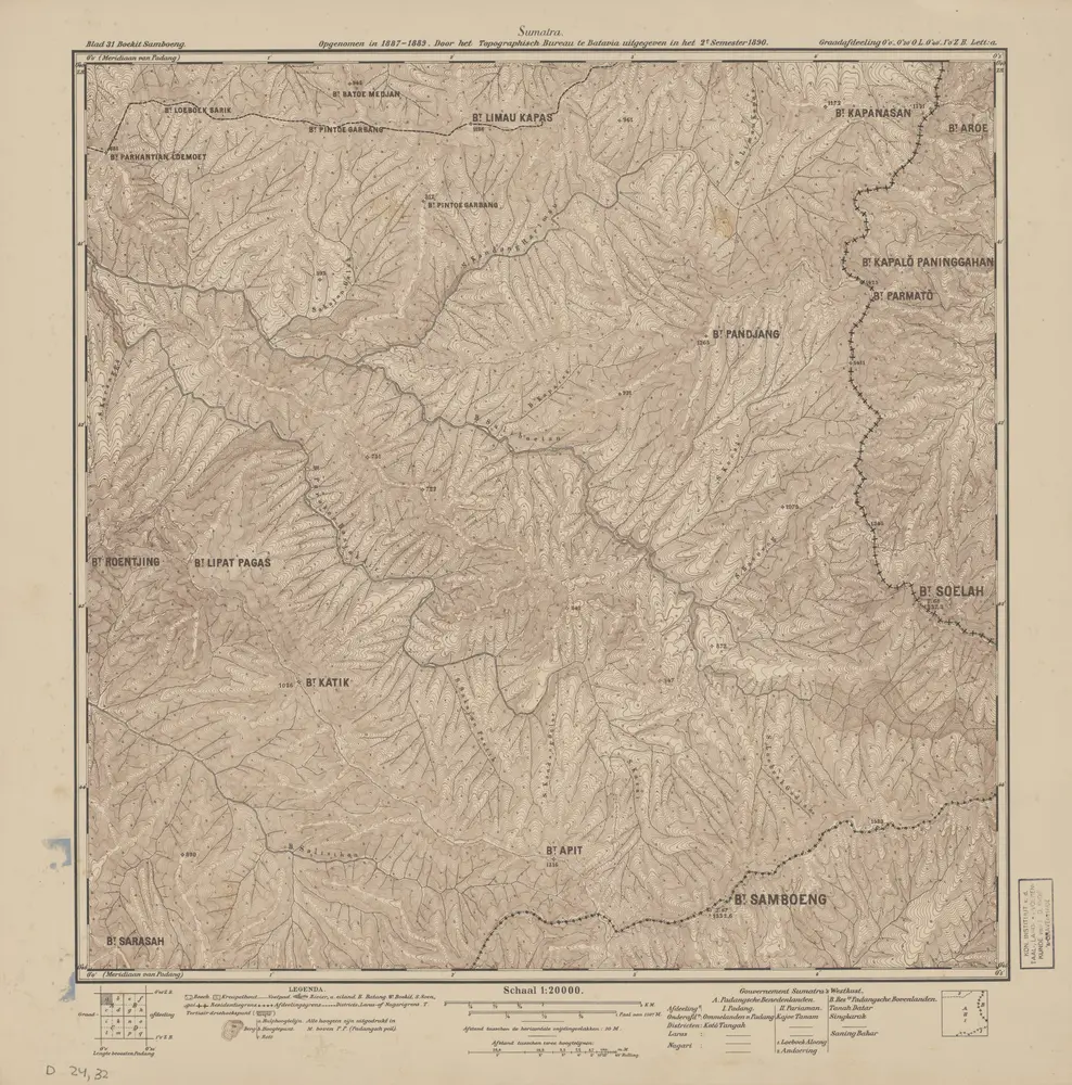 Boekit Samboeng : opgenomen in 1887-1889 / door het Topographisch Bureau te Batavia uitgegeven in het 2e semester 1890