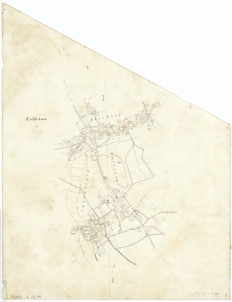 Vorlagen für die Topographische Karte des Kantons Zürich (Wild-Karte): Bezirk Zürich: Ortsplan: Zollikon