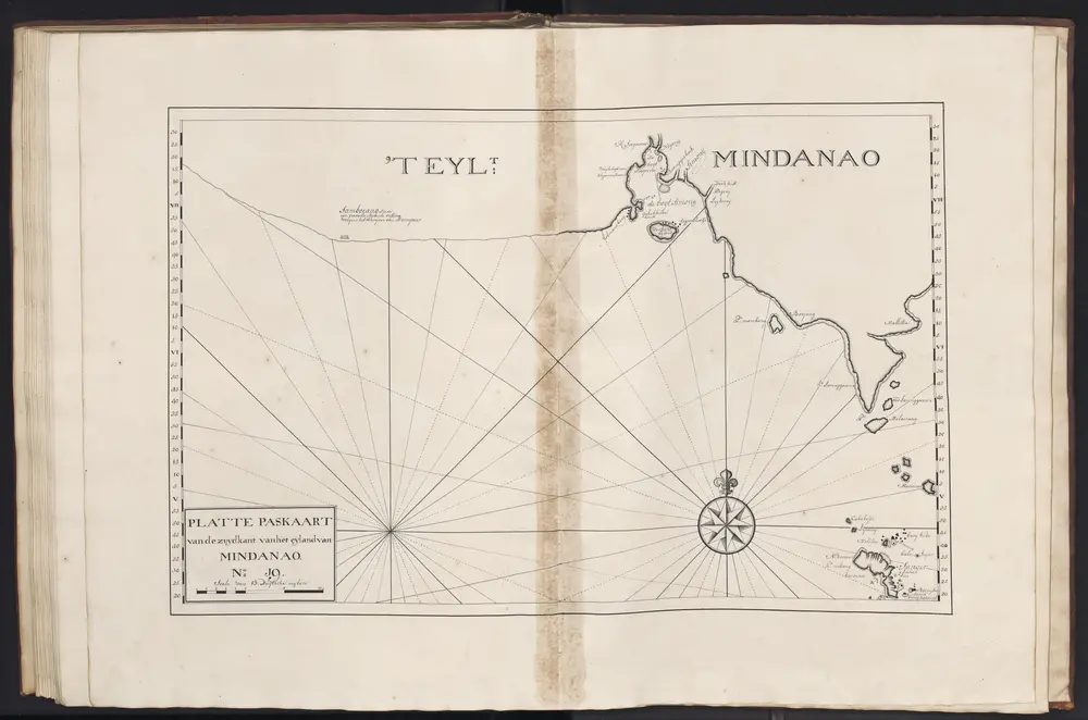 Platte paskaart van de zuÿdkant van het eÿland van Mindanao