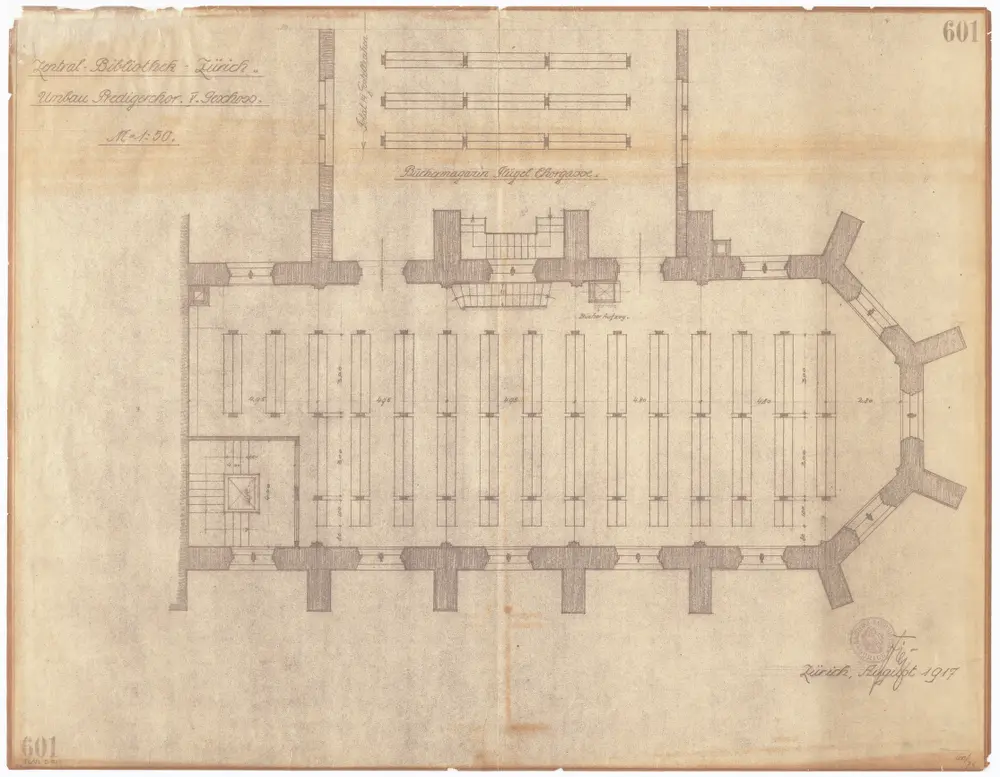 Staatsarchiv im Predigerchor: Umbau; 5. Geschoss; Grundriss