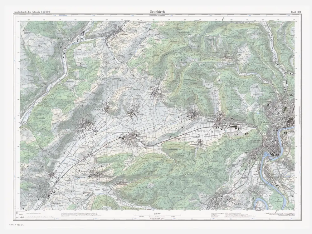 Landeskarte der Schweiz 1 : 25000: Den Kanton Zürich betreffende Blätter: Blatt 1031: Neunkirch SH