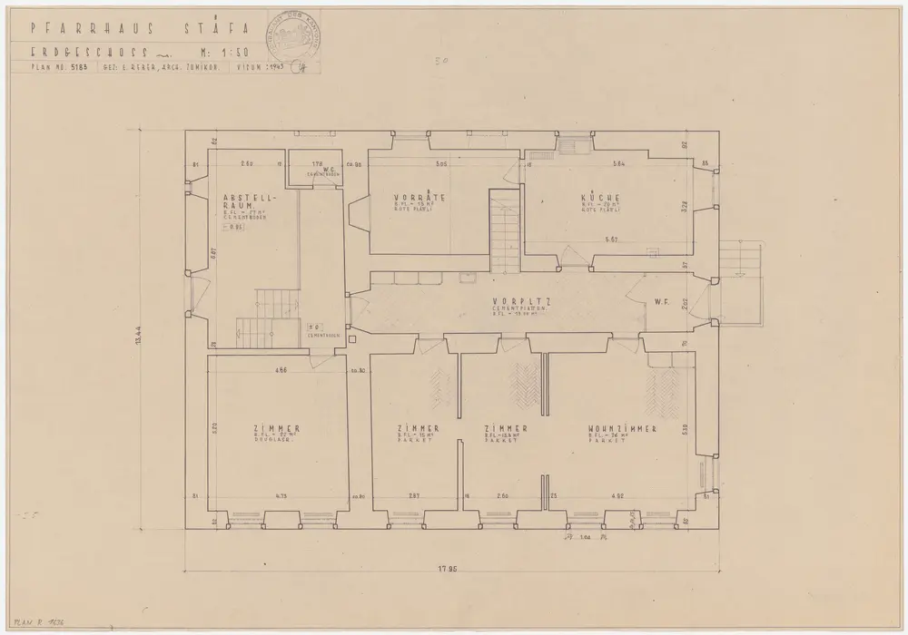 Stäfa: Pfarrhaus, Erdgeschoss; Grundriss