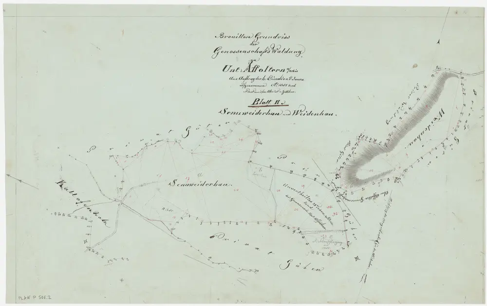 Affoltern am Albis: Genossenschaftswaldung Unteraffoltern: Sennweiderhau und Widenhau; Grundriss (Blatt II)