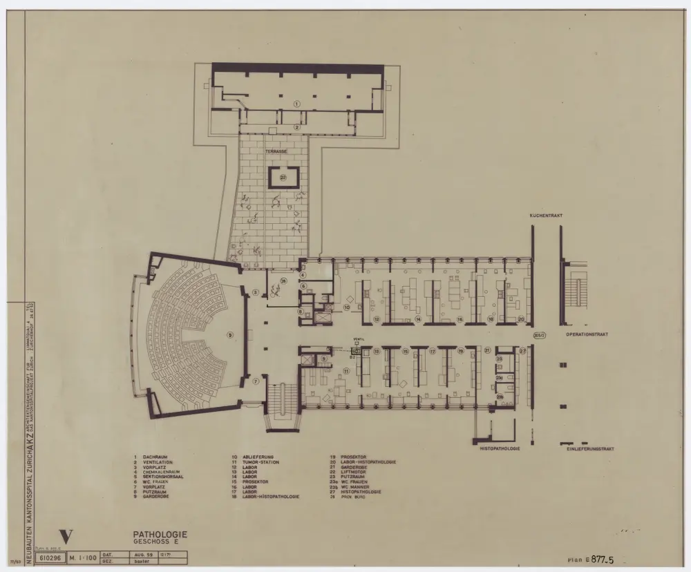 Zürich: Kantonsspital, Pathologie; Grundrisse: Geschoss E