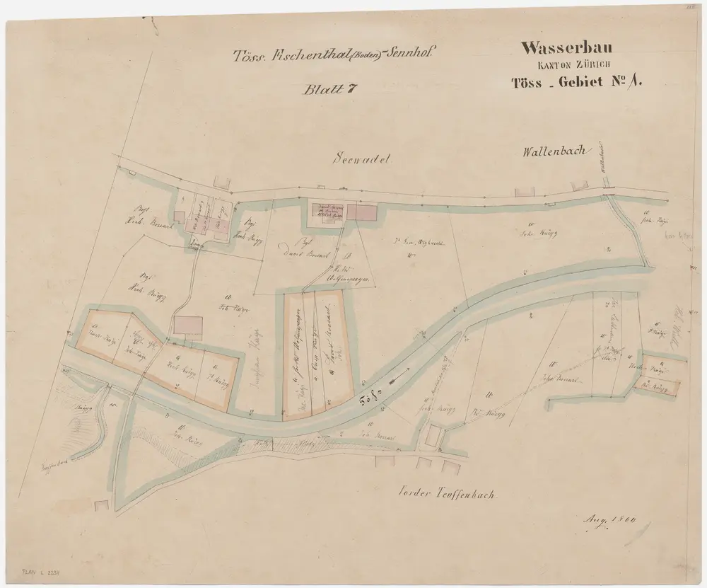 Bauma: Töss von Tüfenbach bis unterhalb der Einmündung des Wallenbachs; Situationsplan (Töss-Gebiet Nr. 1, Blatt 7)