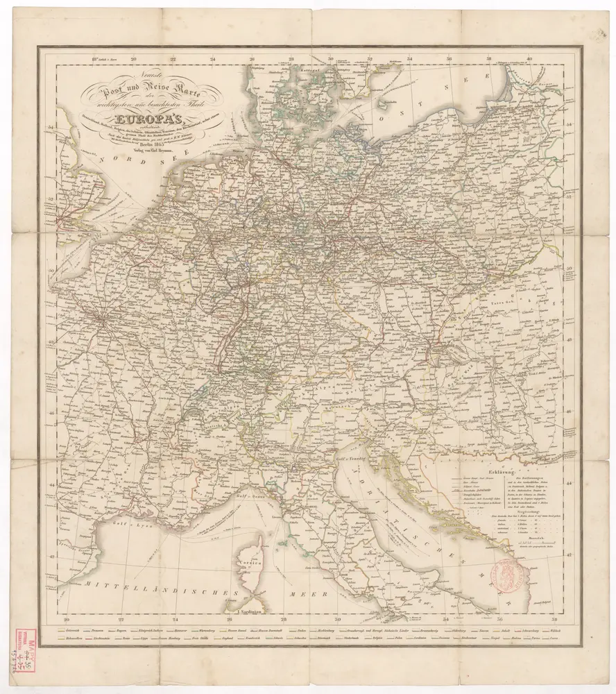 Neueste Post und Reise Karte der wichtigsten und besuchtesten Theile Europa's