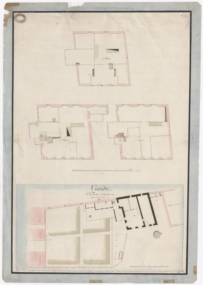 Oetenbach, Amtshaus: 1., 2. und 3. Stock und Garten; Grundrisse