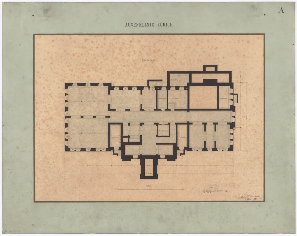 Projektierte Augenklinik, Rämistrasse 73: Keller; Grundriss