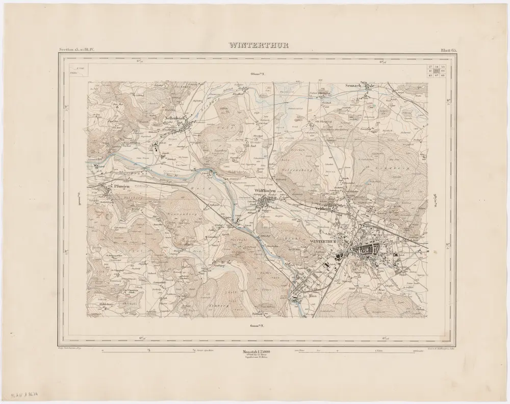 Topographischer Atlas der Schweiz (Siegfried-Karte): Den Kanton Zürich betreffende Blätter: Blatt 65: Winterthur