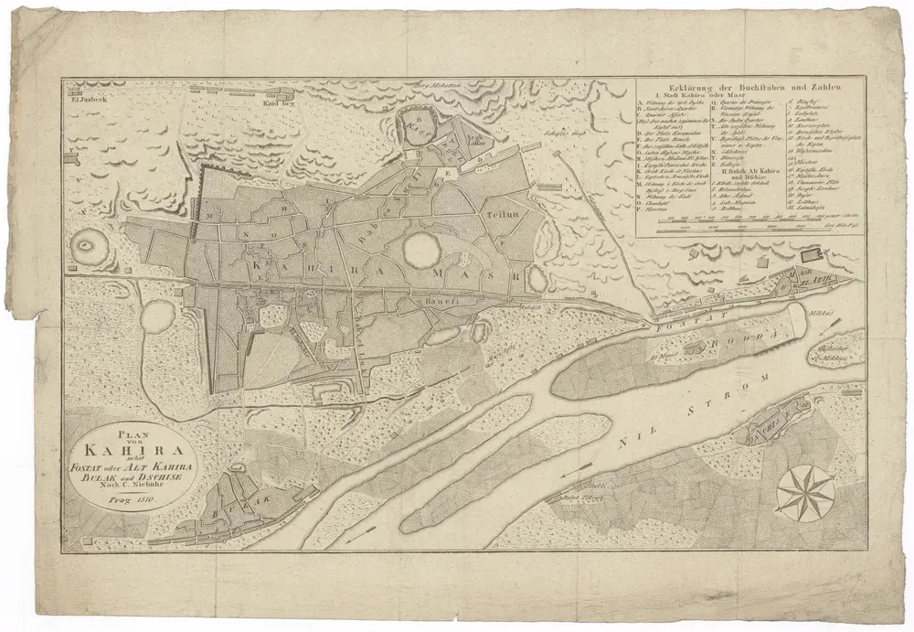 Plan von Kahira nebst Fostat oder Alt Kahira, Bulak und Dschise