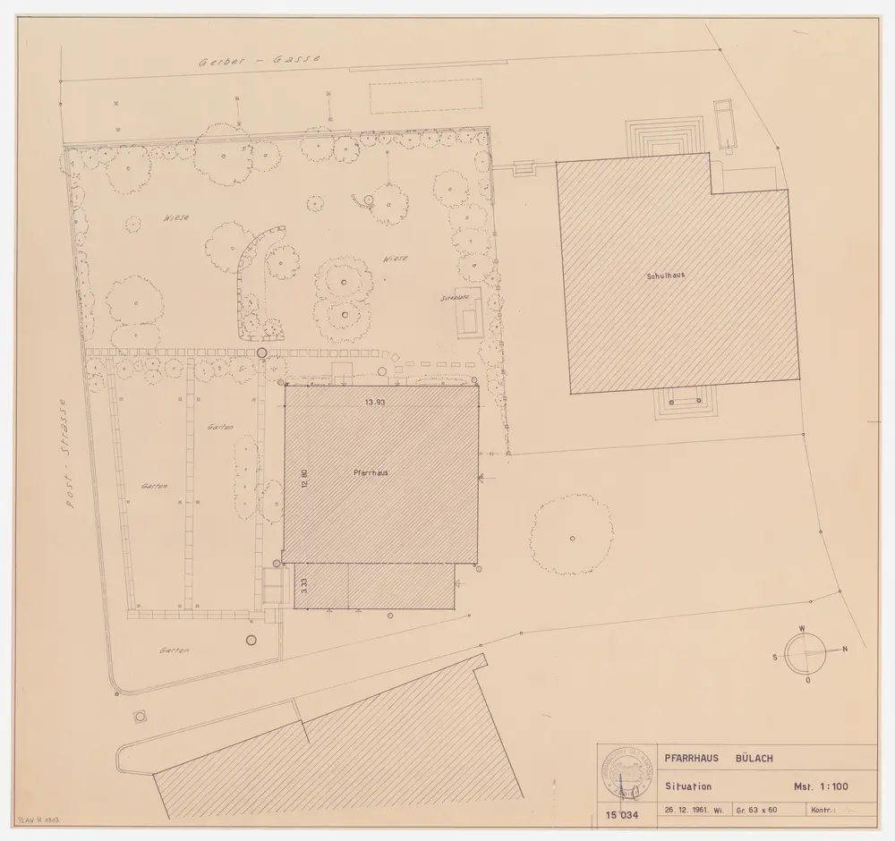 Bülach: Pfarrhaus und Umgebung; Grundriss