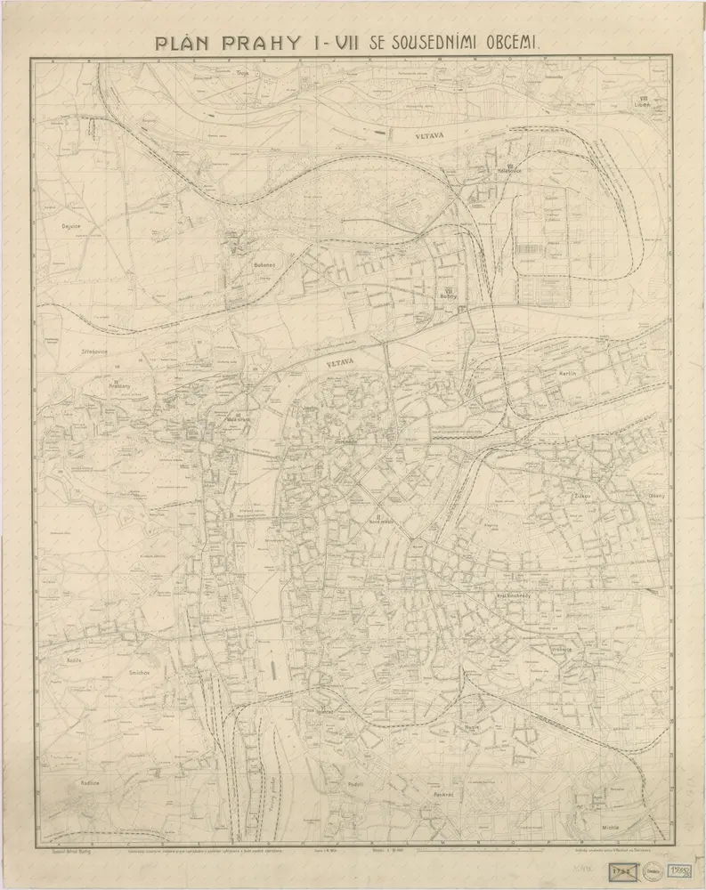 Plán Prahy I-VII se sousedními obcemi
