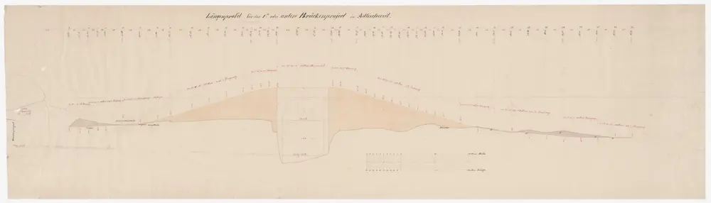 Adliswil: Brücke über die Sihl, 1. oder unteres Brückenprojekt; Längsprofil