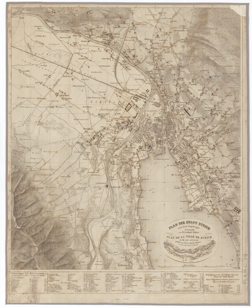 Plan der Stadt Zürich und ihrer Umgebung