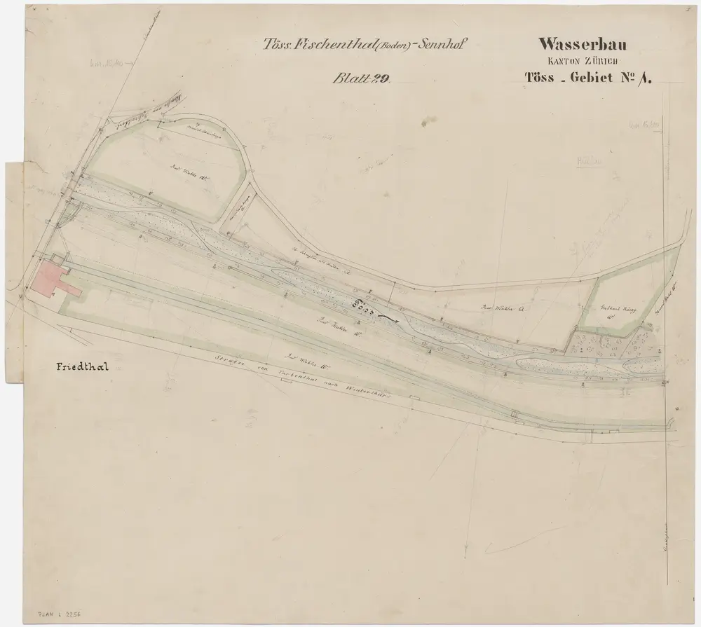 Wildberg, Turbenthal: Töss von der Brücke bei Friedthal bis Mülau; Situationsplan (Töss-Gebiet Nr. 1, Blatt 29)