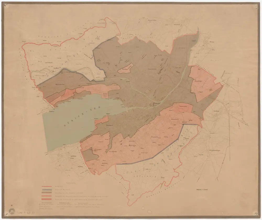 Horgen, Langnau am Albis, Thalwil, Hottingen, Zürich: Staatswaldungen, Genossenschaftswaldungen und Zürcher Stadtwaldungen: Zürich: Bauzonenplan der Stadt Zürich