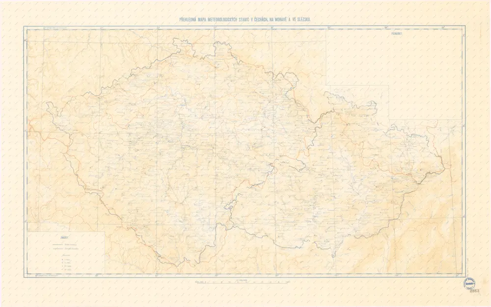 Přehledná mapa meteorologických stanic v Čechách, na Moravě a ve Slezsku