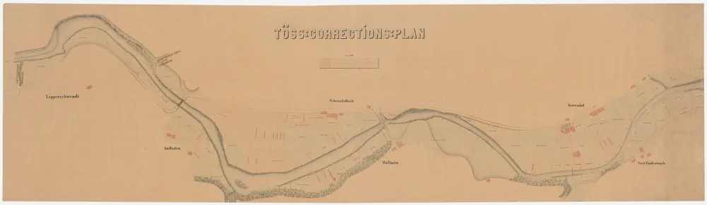 Fischenthal, Bauma: Von der Einmündung des Tobelbachs bis unterhalb Bauma, Tösskorrektion; Situationsplan (Töss-Gebiet Nr. 28 d)