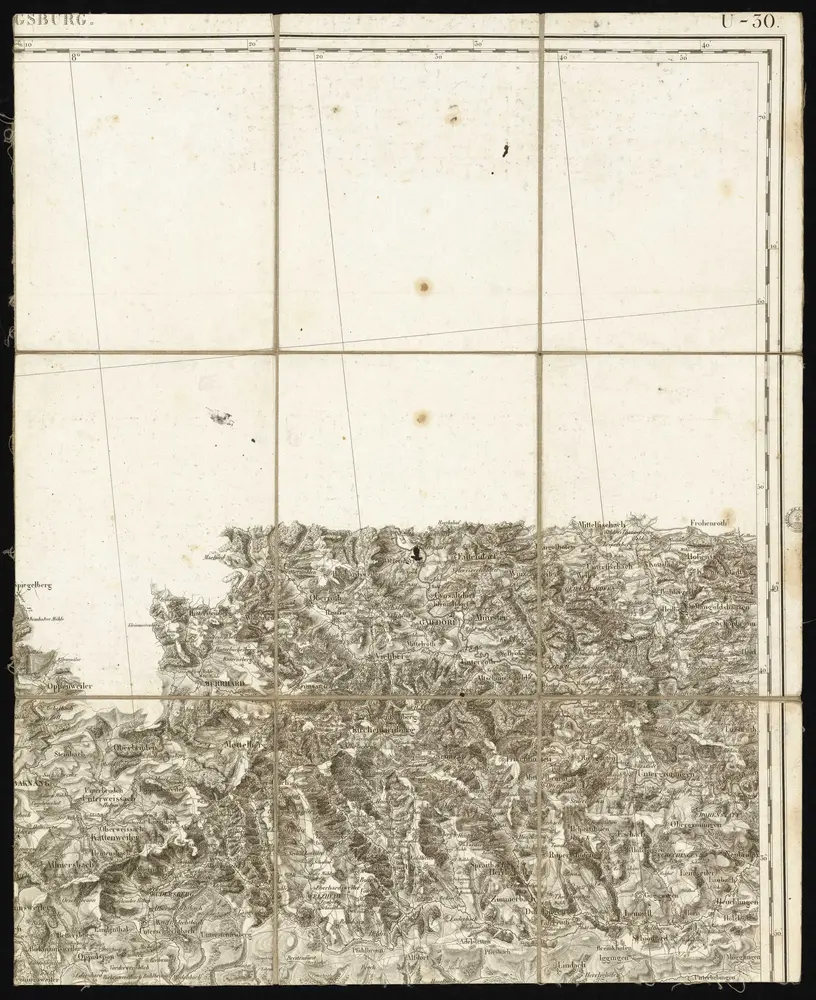 HStAS N 100_Nr. 347_ : "Carte topographique de l'Ancienne Souabe et d'une portion des pays limitrophes / commencée en 1801 par les soins du général Moreau ; exécutée au Dépôt de la Guerre, à l'Echelle d'un Mètre pour 100.000 Mètres et publiée par autorisation de Sa Majesté, sous le Ministère de S.E.M. le Marquis de Gouvion Saint-Cyr"